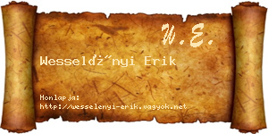 Wesselényi Erik névjegykártya